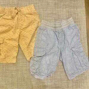 2 Pairs Size Med (6/7) Khaki & Chambray Denim Cargo Shorts Set
